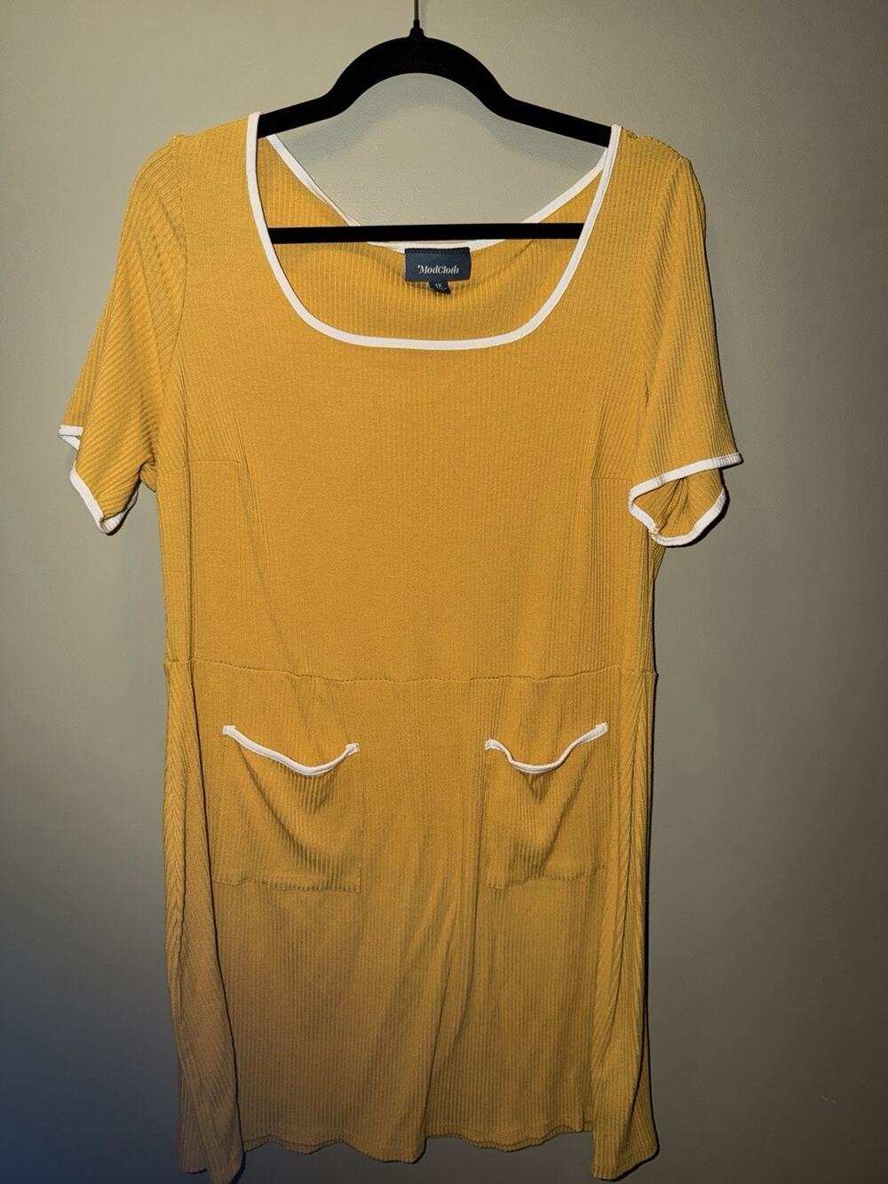 ModCloth 1X Yellow & White Dress